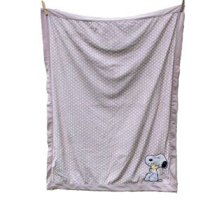 SNOOPY Peanuts Soft Fleece Baby Blanket Tan with White Polka Dots